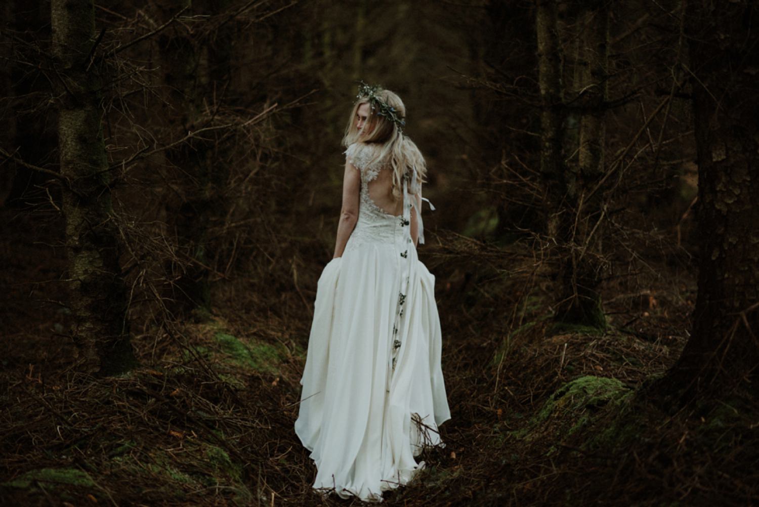 bride in woods at crear weddings